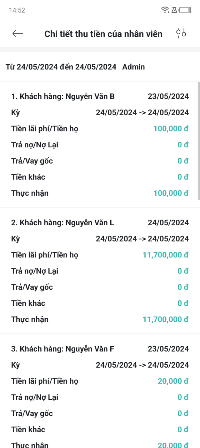 Đối soát tiền nhân viên thu